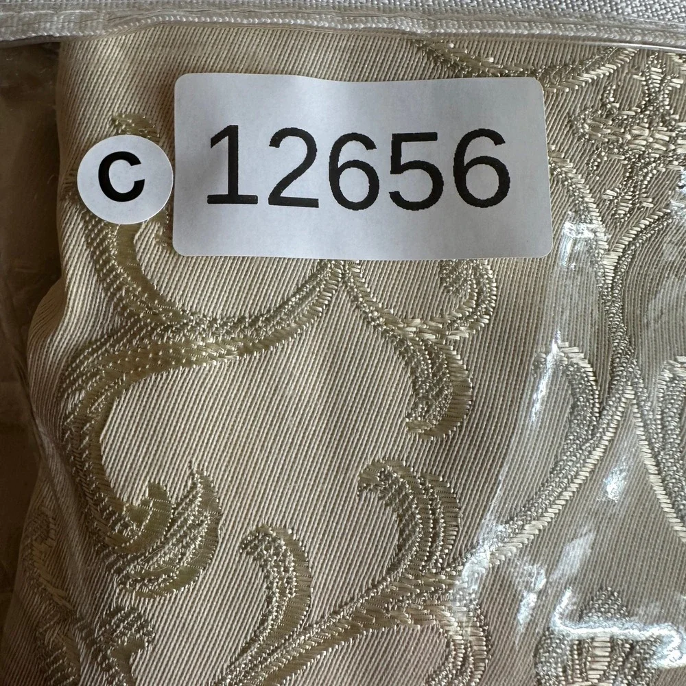 VTG Champagne Silver Damask Curtain Panel 52x86 Metallic Scroll Brocade USA Made